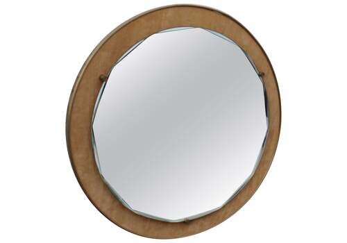 Chiseled Round Mirror Brass Parts Mid Century Santambrogio & De Berti