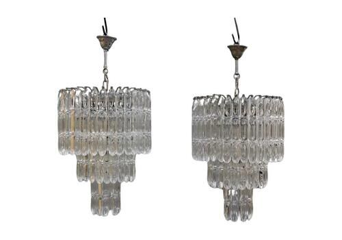 Coppia Di Lampadari Stilkronen 1960 Oscar Torlasco Made In Italy Diamonds