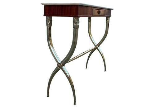 Console Neoclassical Style Paolo Buffa Design 1950 Italy Brass Marble Wood