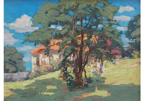 Indrikis Zeberins In The Sun  1942, Oil On Cardboard, 24x33 Cm1942