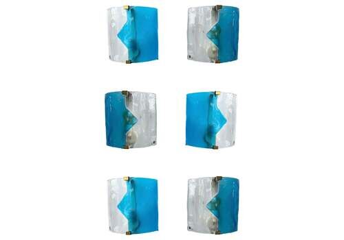 Pair Of Sconces Blue Murano Glass By I Tre, Italy, 1970s