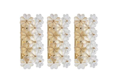 1 Of 2 Stunning Murano Glass Flower Wall Lights By Ernst Palme, Germany, 1970s