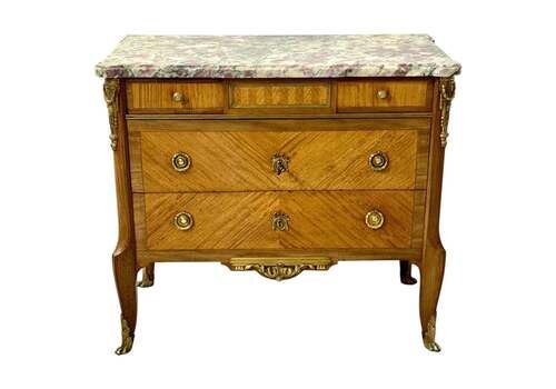French Louis XVI Style Commode With Breccia Marble, C. 1880
