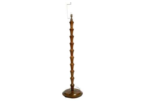 Beautiful Large German 1930s Floor Lamp Made Of Dark Oak Wood Without Shade