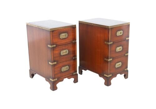 Military Campaign Style Bedside Chests, 1950s. Set Of 2.
