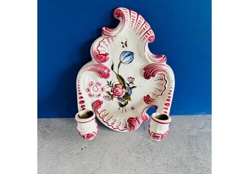 French Vintage Faience Ceramic Wall Sconce Candlestick Holder | émile Tessier