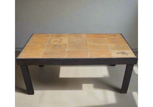 Vintage French Coffee Table With Ceramic Top By Roger Capron (Circa 1970s)