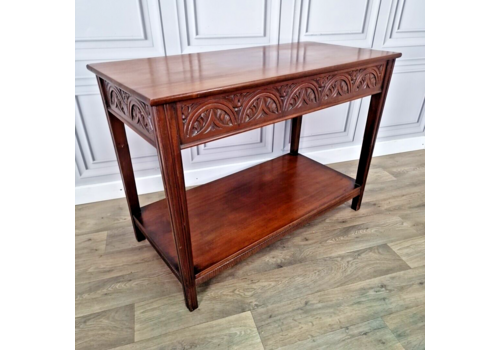Antique Georgian Style Carved Solid Wood 2 Tier Hall Console Lamp Buffet Table