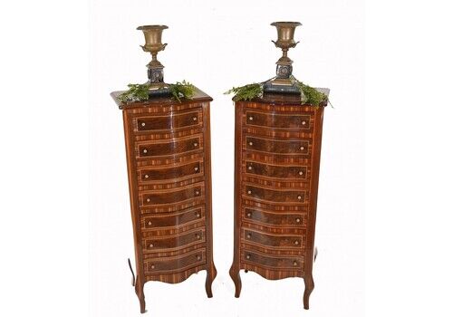 Pair Regency Tall Boy Chests Drawers