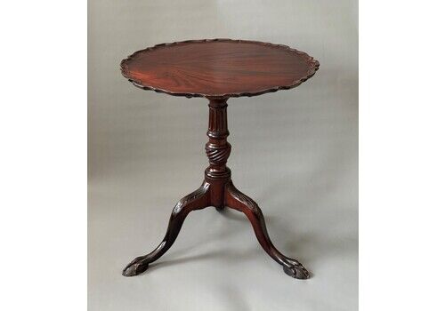 Fine 18th Century George III Mahogany Pie Crust Tripod Table In The Chippendale Taste.
