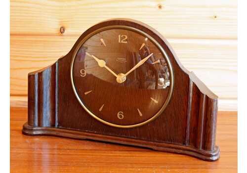 Vintage Smiths Mantel Clock   31cm Wooden Retro Mid Century 1950s Desk Clock Off The Wall Clocks