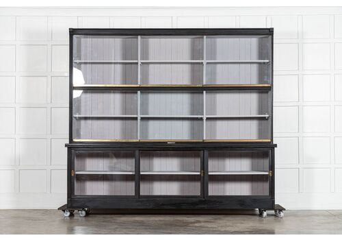 Monumental Ebonised Glazed Mahogany & Pine Haberdashery Cabinet