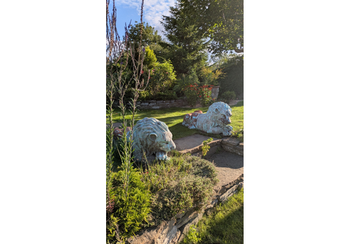 Pair Of Majestic Antique Terracotta Lions
