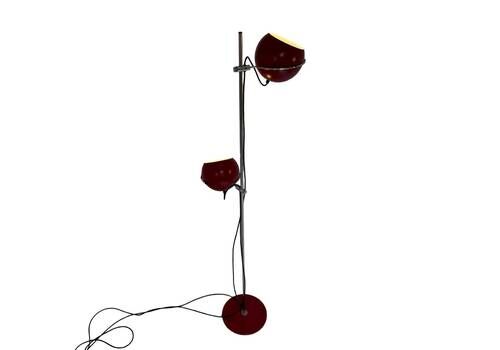 Gepo   Space Age Design / Mcm Floor Lamp With Two Shades   Burgundy / Red   Fully Restored Piece