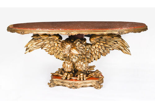 Antique George II Revival Rouge Marble Topped Eagle Centre Table 20th C