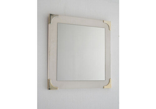 Scandinavian Mirror From The 1940s/1950s With White Frame And Brass Details