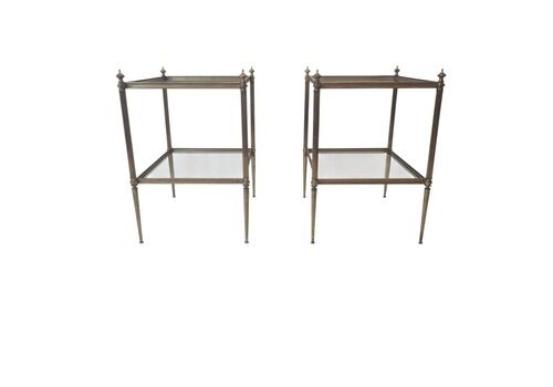 Vintage Hollywood Regency Gold Brass And Glass Side Table (Price Per 1)
