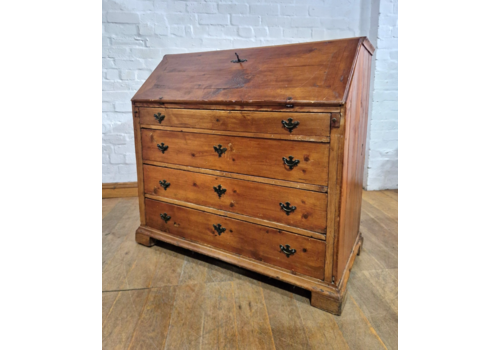 Antique Large Rustic Solid Wood Pine Bureau Writing Desk With Drawers
