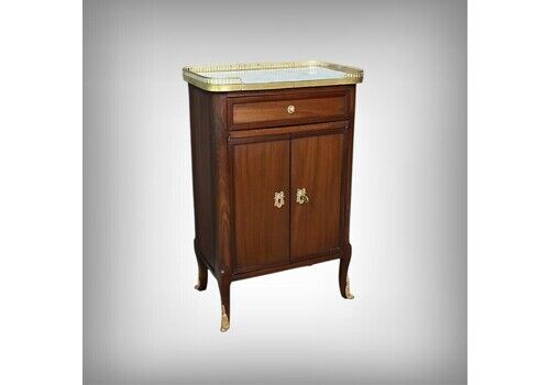 Small Mahogany And Beech Cabinet, Transitional Louis XV Louis XVI Style – Early 20th Century