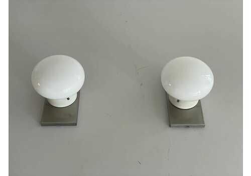 Model Modulo Glass And Chrome Base Pair Of Wall Lamps By S.T. Valenti, 1970s, Italy