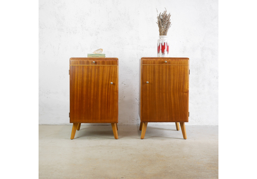 Pair Mid Century Vintage Walnut Teak Bedside Cabinets #102895