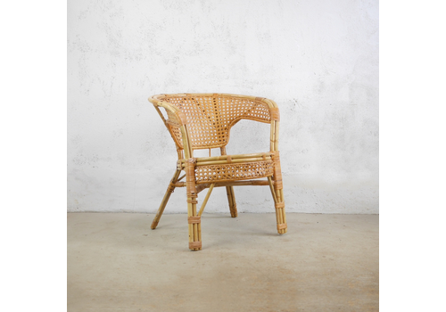 Mid Century Vintage Bamboo Cane Rattan Barrel Lounge Chair #102959