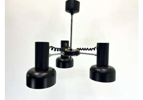 Vintage Napako Pendant Lamp / Designer Ceiling Lamp / Mid Century Modern Industrial Hanging Light / 1970s Black Enamel Ceiling Lamp