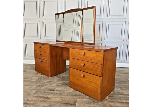 Retro Vintage Mid Century Stag Cantata Teak Dressing Table Triple Mirror Desk