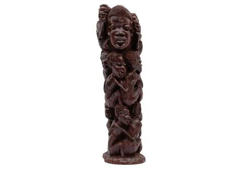 Vintage African Art Hand Carved Ironwood (Ebony??) Tanzanian Makonde Family Tree