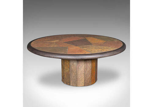Vintage Designer Coffee Table, Dutch, Slate, Decorative, Brutalist, Paul Kingma