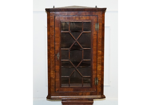 Georgian Corner Hanging Display Cabinet Bookcase Glazed Door Drawer Inside