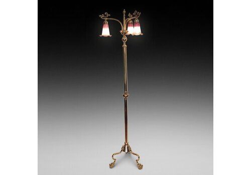 Early 20thc Art Nouveau Brass Standard Lamp