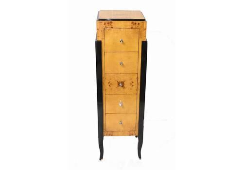 Art Deco Chest Drawers   Ebonized Tall Boy Interiors