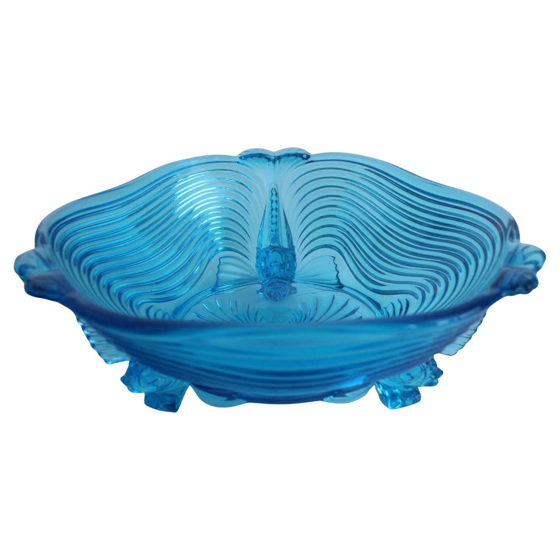 Rare Art Deco Glass Josef Inwald With Fish Feet Bowl Gorgeous Rich