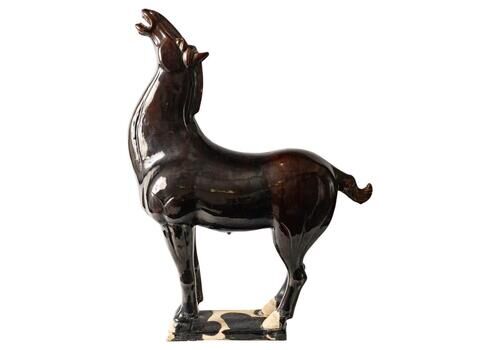 Important Glazed Terracotta Horse From The 20th Century, Asian Art.