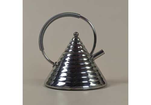 Vintage Stella Archimede Tea Kettle Polished Stainless Steel Conical Design Italian Modernist, Home Kitchen Breakfast Table Design Italy