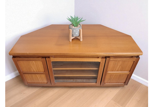 Mid Century Vintage Nathan Tv Video Corner Unit Teak Tv Cabinet Media Stand 1980