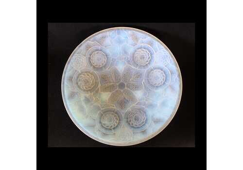 Large Round French Art Deco Opalescent Glass Globe Or Platter, Bowl, Ceiling Light Replacement Globe Or Charger, Art Glass Moulded