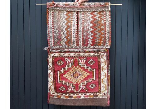 Folk Wall Wool Tapestry From Anatolia Turkiye, 1970s / Primitive, Saddle, Kilim,