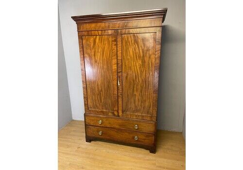 Rare Georgian Flame Mahogany Double Wardrobe Circa 1830