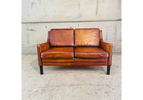 Vintage Danish Highback Tan Leather Chair With Matching