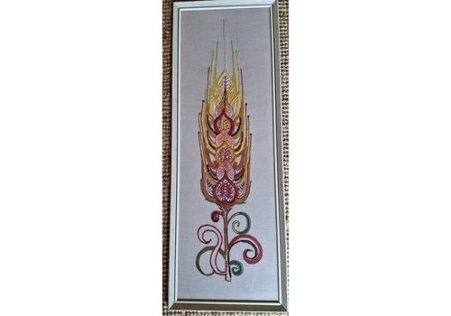 Fab Vintage Needlework Textile Harvest Wall Art Embroidery Crewel Penelope 1970s