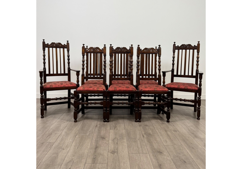 Antique 20th Century Set Of 8 Fine Quality Oak Dining Chairs