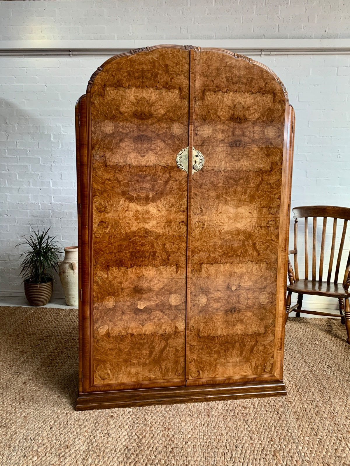 Art Deco Figured Walnut Double Wardrobe