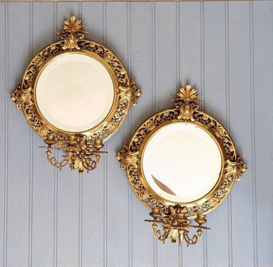 from Sweden＊Vintage mirror・* Antique Gustavian Gray and Gold Mirror, Sweden circa 1880