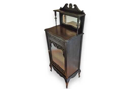 Antique Victorian Ebonised Mahogany Pier Cabinet Display Cabinet Glazed Cupboard