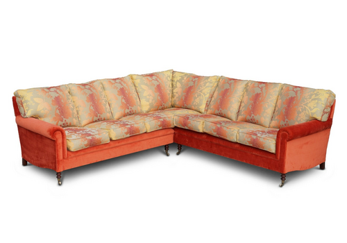George Smith Signature Large 7 Seater Corner Sofa With Velour Floral Upholstery