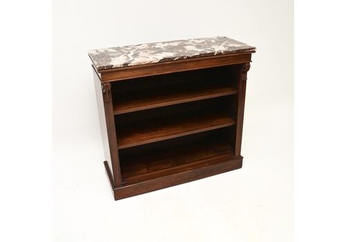 Antique Victorian Rosewood Marble Top Bookcase