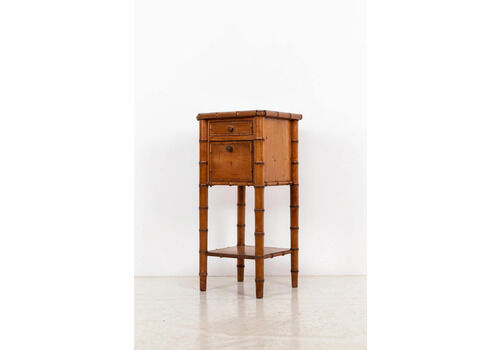 Antique French Faux Bamboo & Marble Side Table