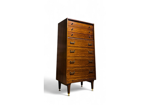 G Plan Walnut And Brass Chest Of Drawers Tall Boy Mid Century Retro C1950s